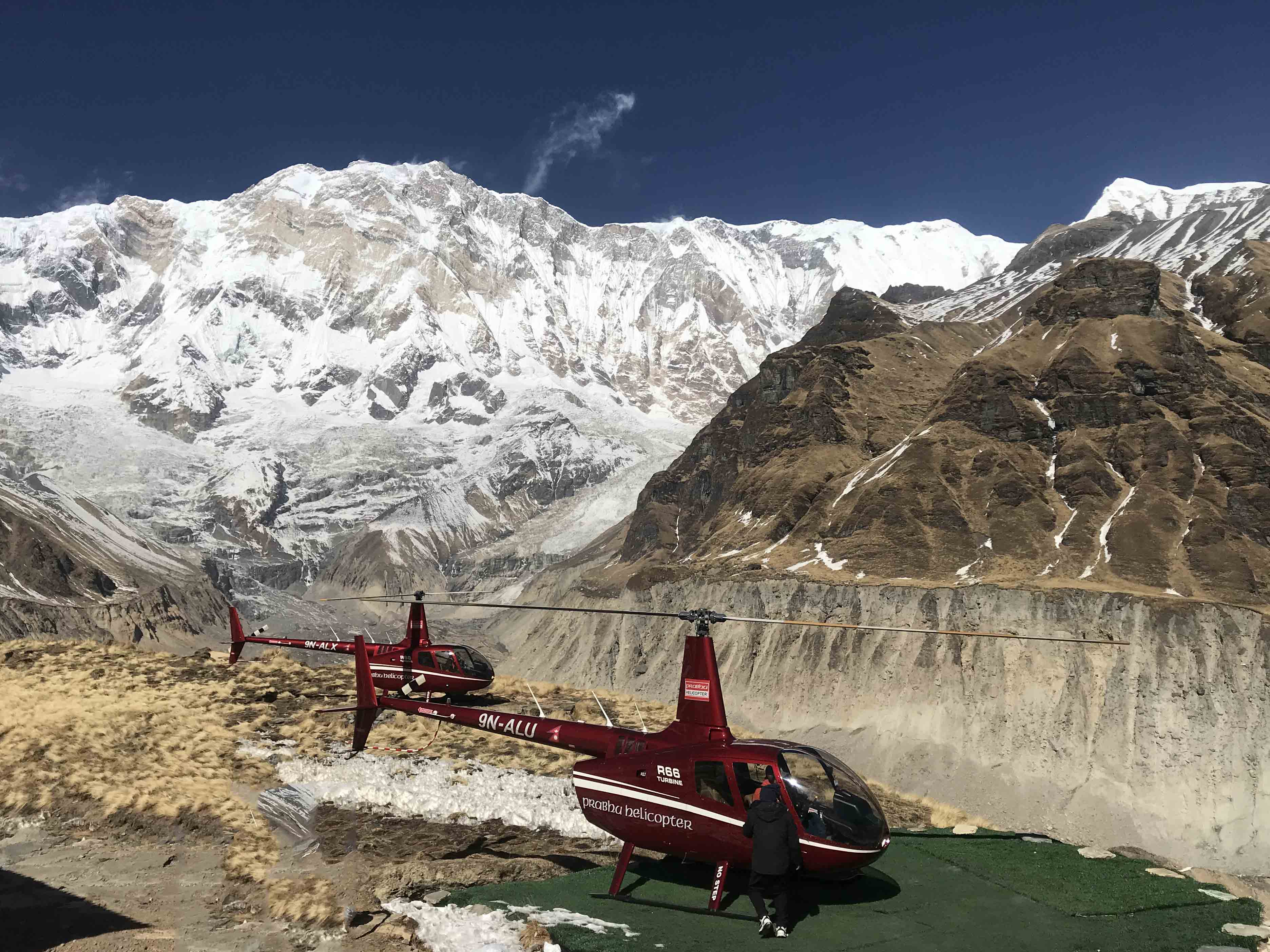 Landing at Annapurna Base Camp